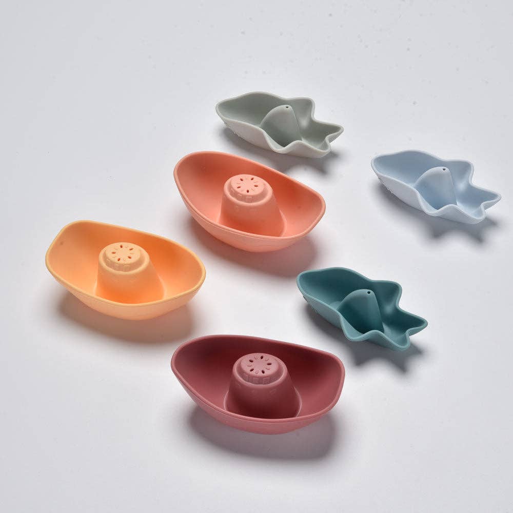 Mini Silicone Shark Bath Boats - Blue