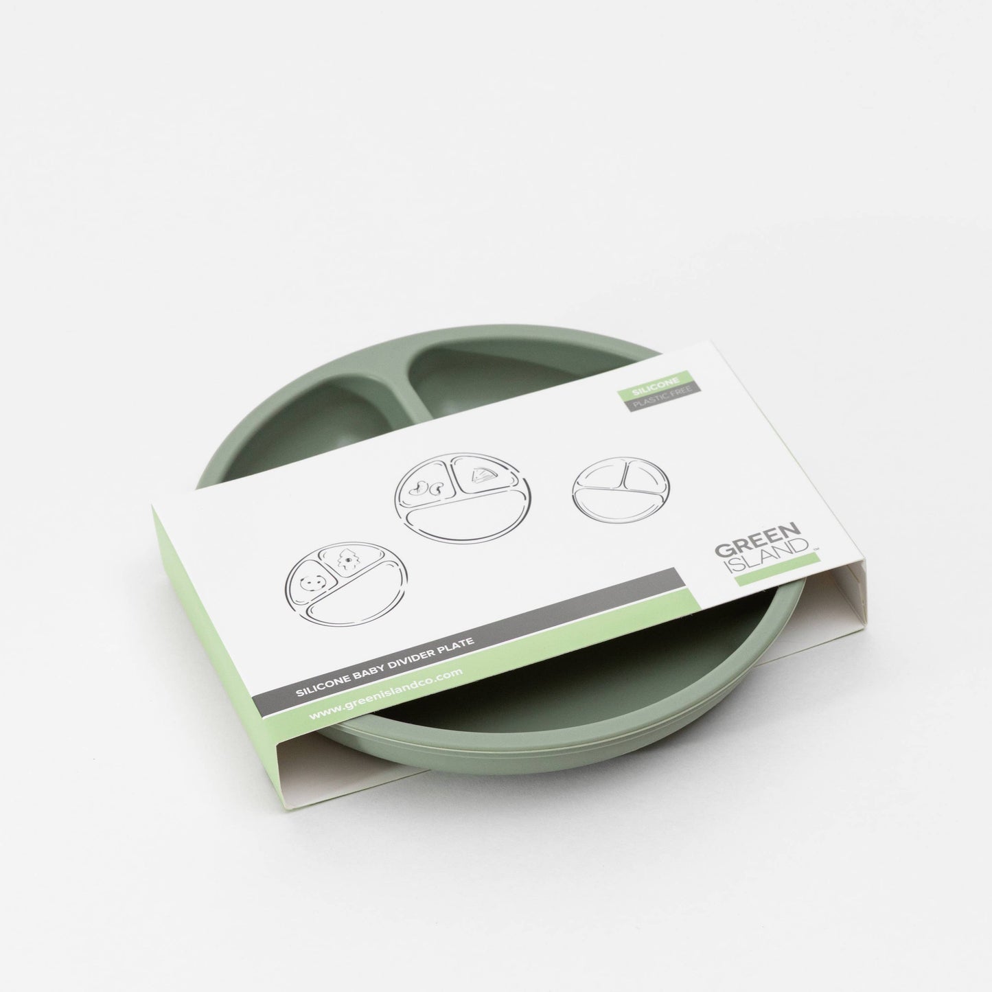Green silicone sand timer with packaging on a white background