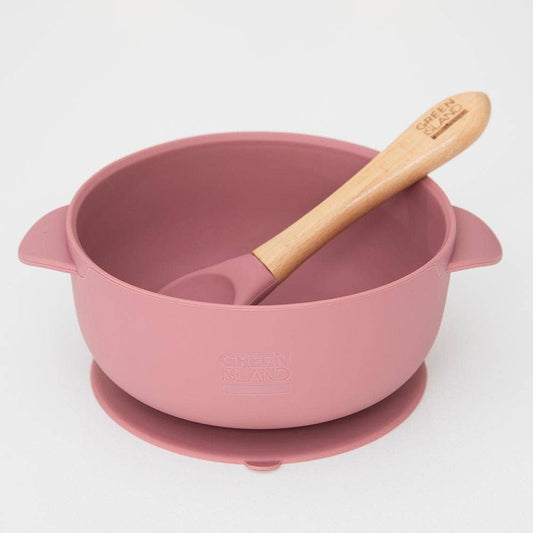 Silicone Baby Bowl & Spoon: Mulberry