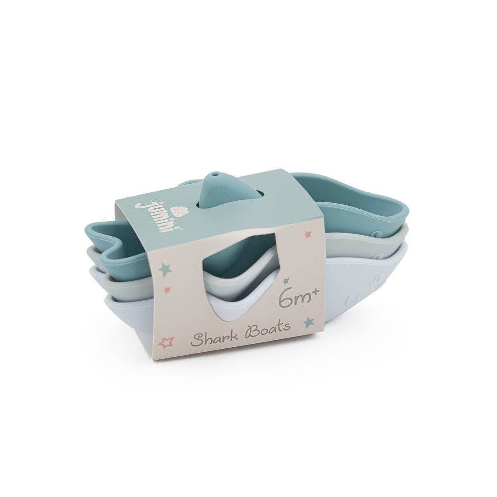 Mini Silicone Shark Bath Boats - Blue