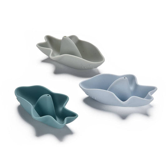 Mini Silicone Shark Bath Boats - Blue