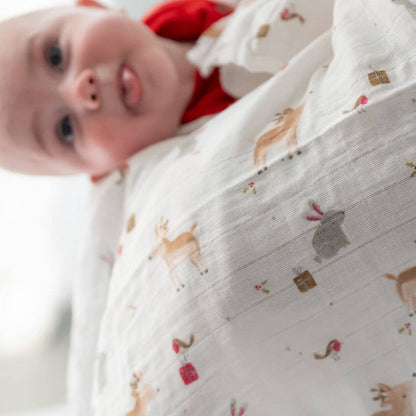 Christmas Reindeer & Rabbit Single Muslin