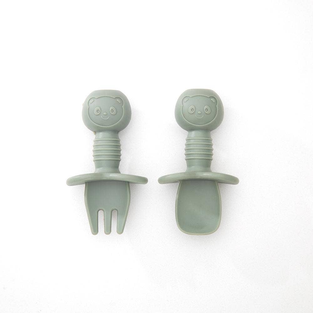 Silicone Baby Cutlery Set: Green