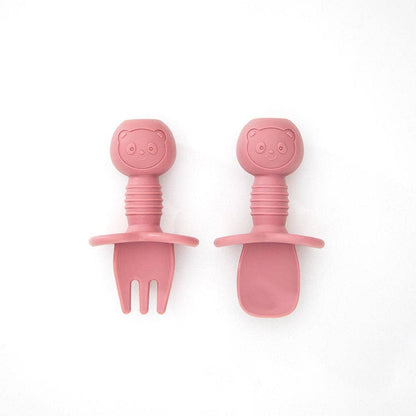 Silicone Baby Cutlery Set: Mulberry