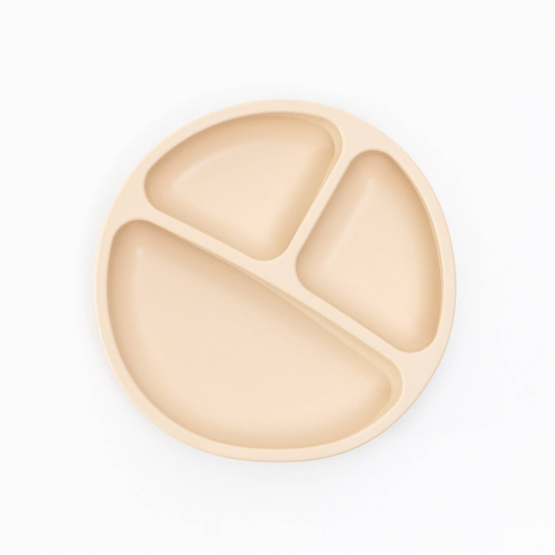 Beige divided plate on a white background