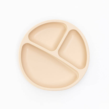 Beige divided plate on a white background