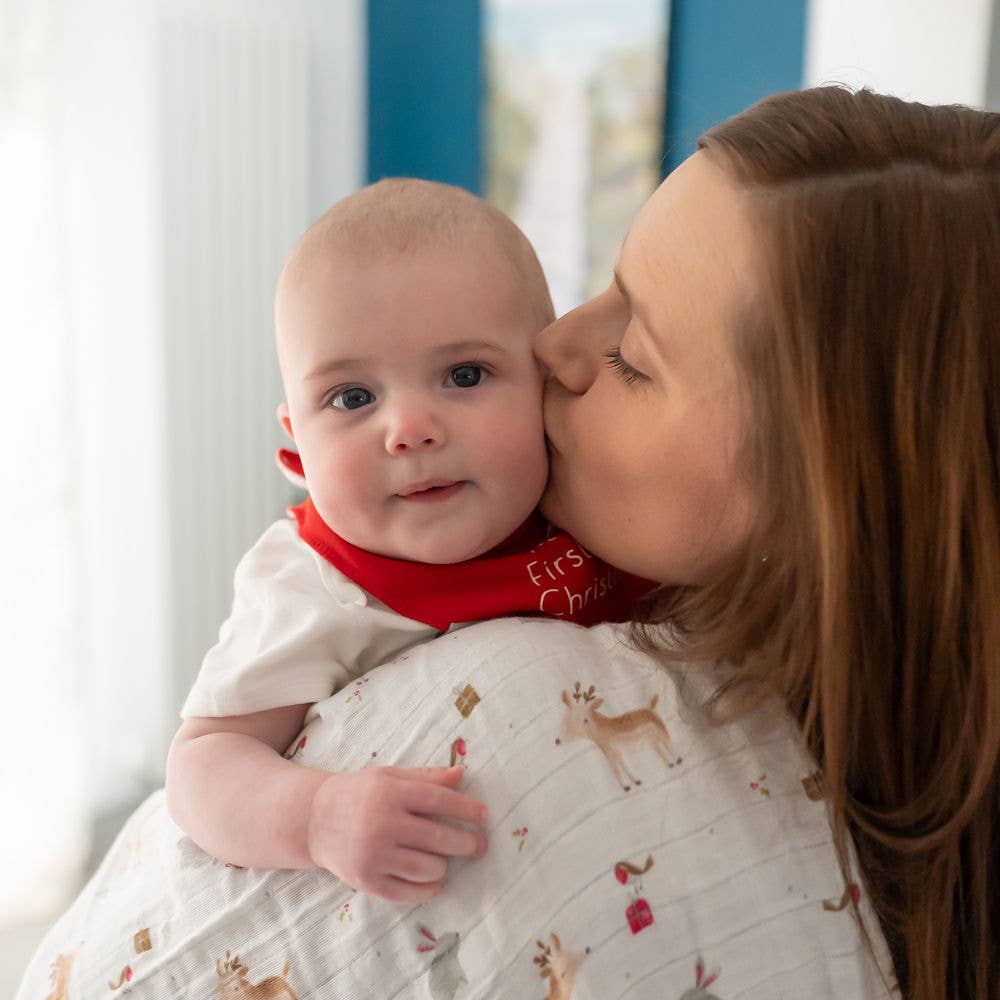 Christmas Reindeer & Rabbit Single Muslin